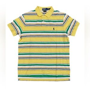 Polo Ralph Lauren Striped Polo Shirt Custom Fit‎ Large Yellow
